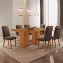 Ver imagem 1 de Mesa de Jantar Eloise 180 cm Tampo MDF Laminado Canto Copo com 6 Cadeiras Aline