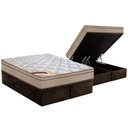 Ver imagem 1 de Cama Box Baú Queen: Colchão Molas Castor Bonnel Revolution + Base CRC Suede Brown(158x198)