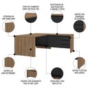 Ver imagem 3 de Mesa para Escritório em L 180x190cm Tamburato Corp A06 Nogal/preto - Mpozenato