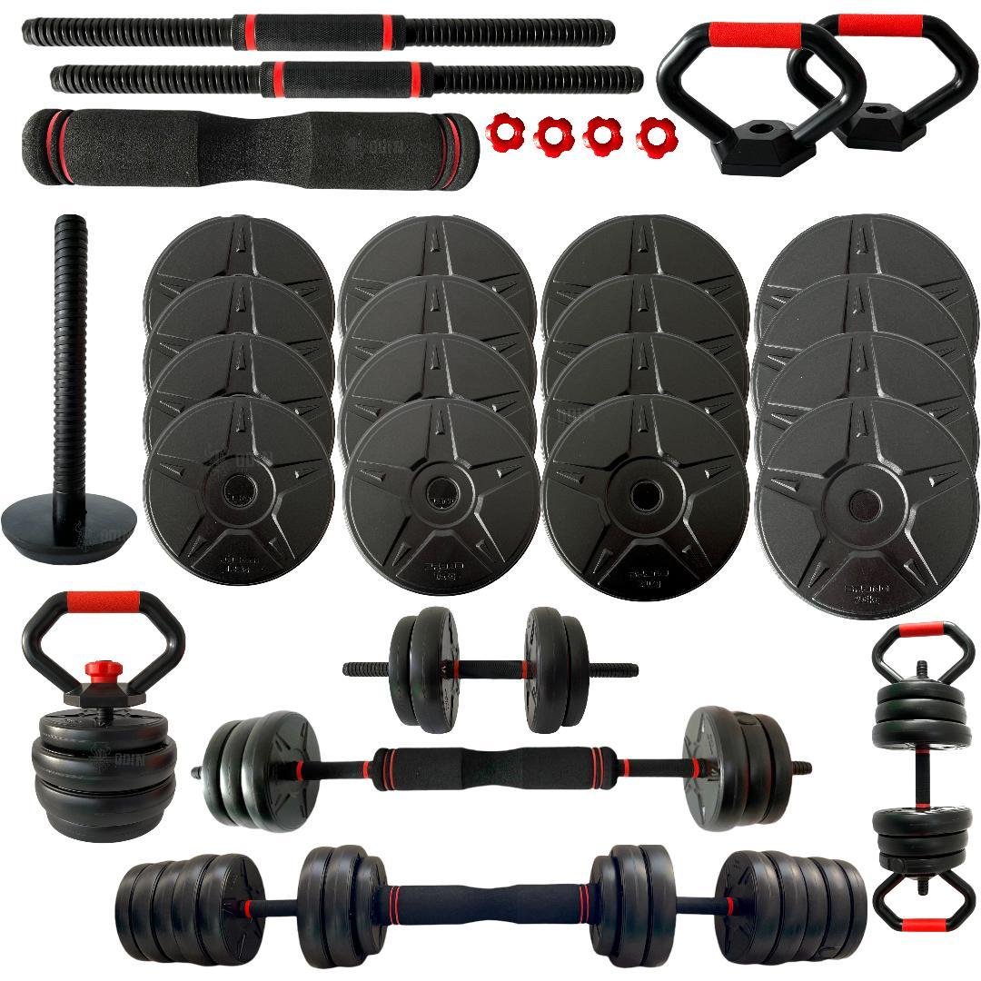 Kit Halteres Musculação Kettlebell 6 em 1 Peso 30kg Odin Fit