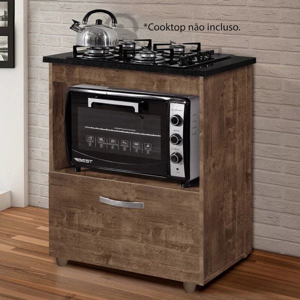 Balcão Cooktop 5 Bocas 1 Porta Salvia Ypê - Kaiki Móveis