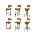 Ver imagem 1 de Kit 6 Banquetas Banco Alto Barcelona Couro Amarula Bar Cozinha Pés Madeira Ms Decor