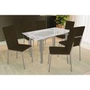 Ver imagem 1 de Conjunto: Mesa Sala Jantar Elba C/ Tampo de Vidro 150cm e 6 Cadeiras Amsterdã Niquel - Courano
