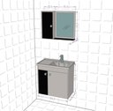 Ver imagem 5 de Conj Gabinete e Espelheira Zurique P/ Banheiro Branco/preto Fosco