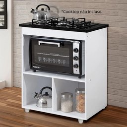 Balcão Cooktop 5 Bocas 1 Porta Salvia Branco - Kaiki Móveis - 5