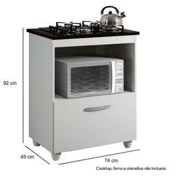 Balcão Cooktop 5 Bocas 1 Porta Salvia Branco - Kaiki Móveis - 2