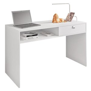 Escrivaninha Luna com 1 Gaveta Branco - Móveis Leão