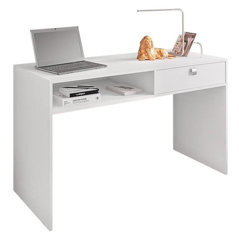 Escrivaninha Luna com 1 Gaveta Branco - Móveis Leão