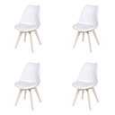 Ver imagem 1 de Kit 4 Cadeiras Eames Saarinen Joly Polipropileno Assento Estofado Pu Branco Cromado