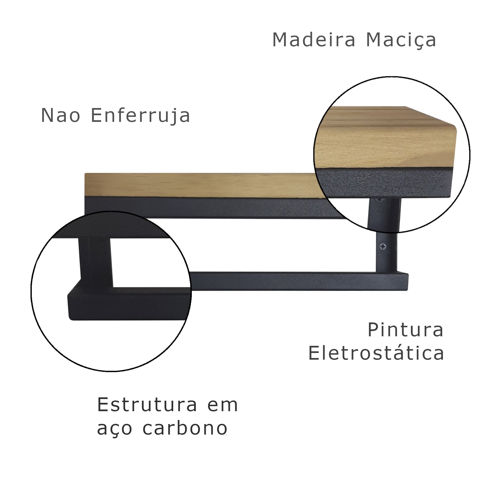 Toalheiro com Prateleira Strassis Design Sd-4006 25 Preto - 6