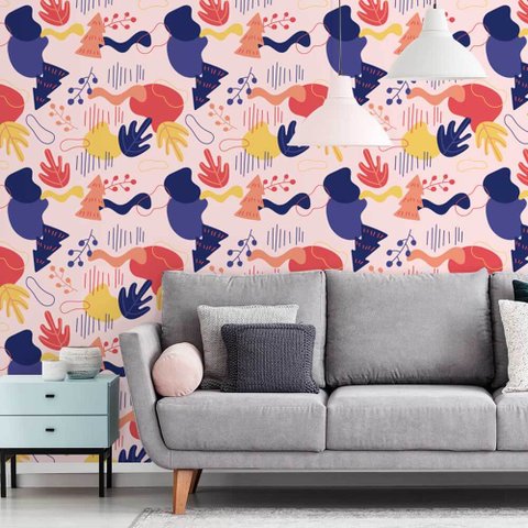 Papel de Parede Formas Orgânicas 1 Arte Destaque 3 Metros