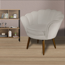 Ver imagem 1 de Poltrona Decorativa Estofada Para Quarto Closet Pétala Suede Bege - LM DECOR