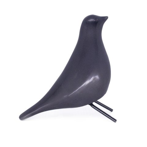 Escultura Pássaro Decorativo em Cerâmica para Sala Preto 21 Cm F04 - D'Rossi