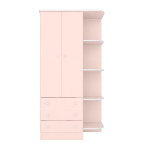 Guarda Roupa Infantil Solar de Veneza 2 Portas Giratória 3 Gavetas Rosa Acetinado Qmovi