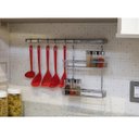 Ver imagem 3 de Suporte Barra 40cm Aço Inox E 12 Ganchos Em Aço Cromado