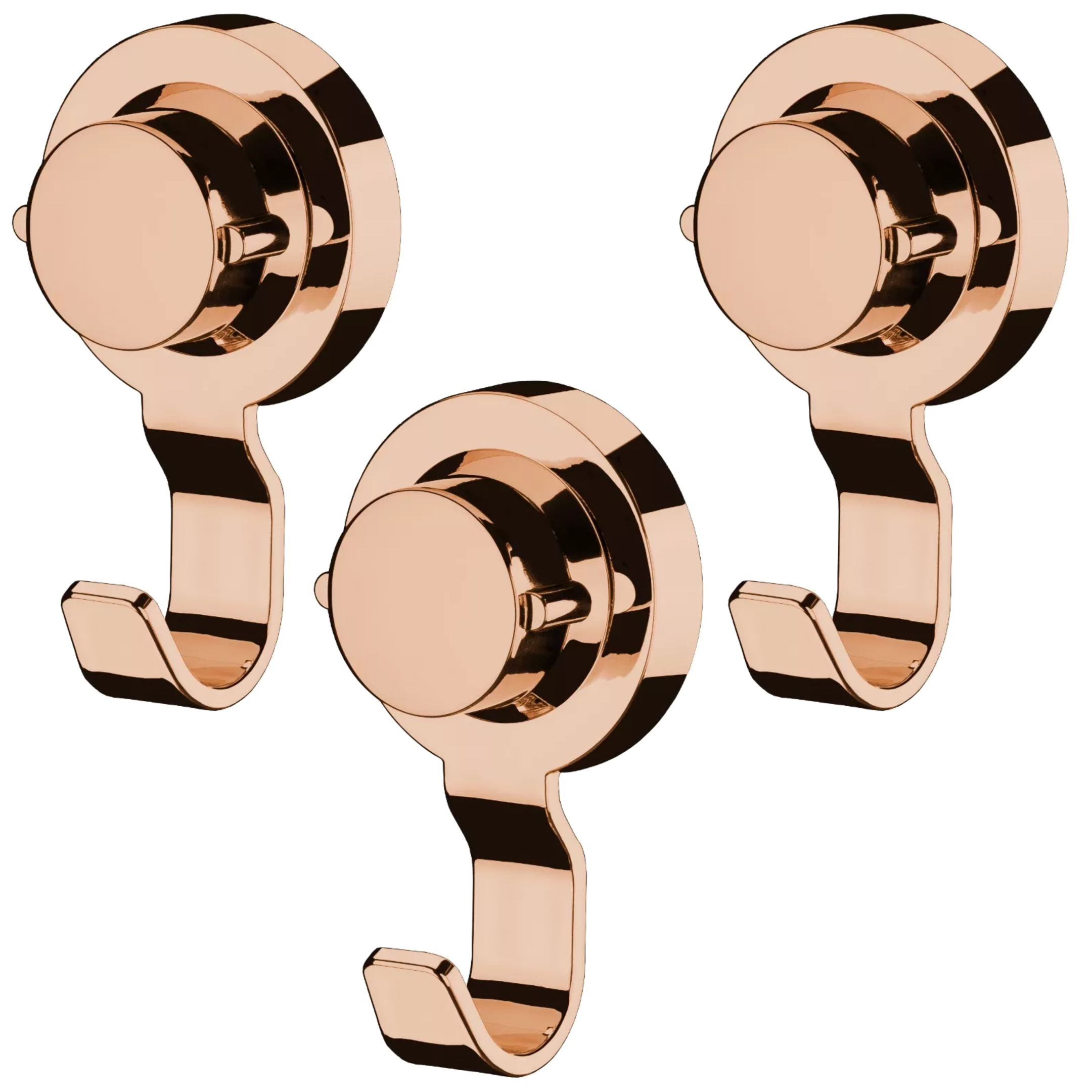 Kit 3 Ganchos Multiuso Fixação Ventosa Porta Toalha Lavabo Rose Gold - 1