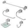 Kit Acessórios P/ Banheiro Metal Cromado 5 Peças Quadrado - 1