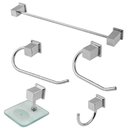 Ver imagem 1 de Kit Acessórios P/ Banheiro Metal Cromado 5 Peças Quadrado