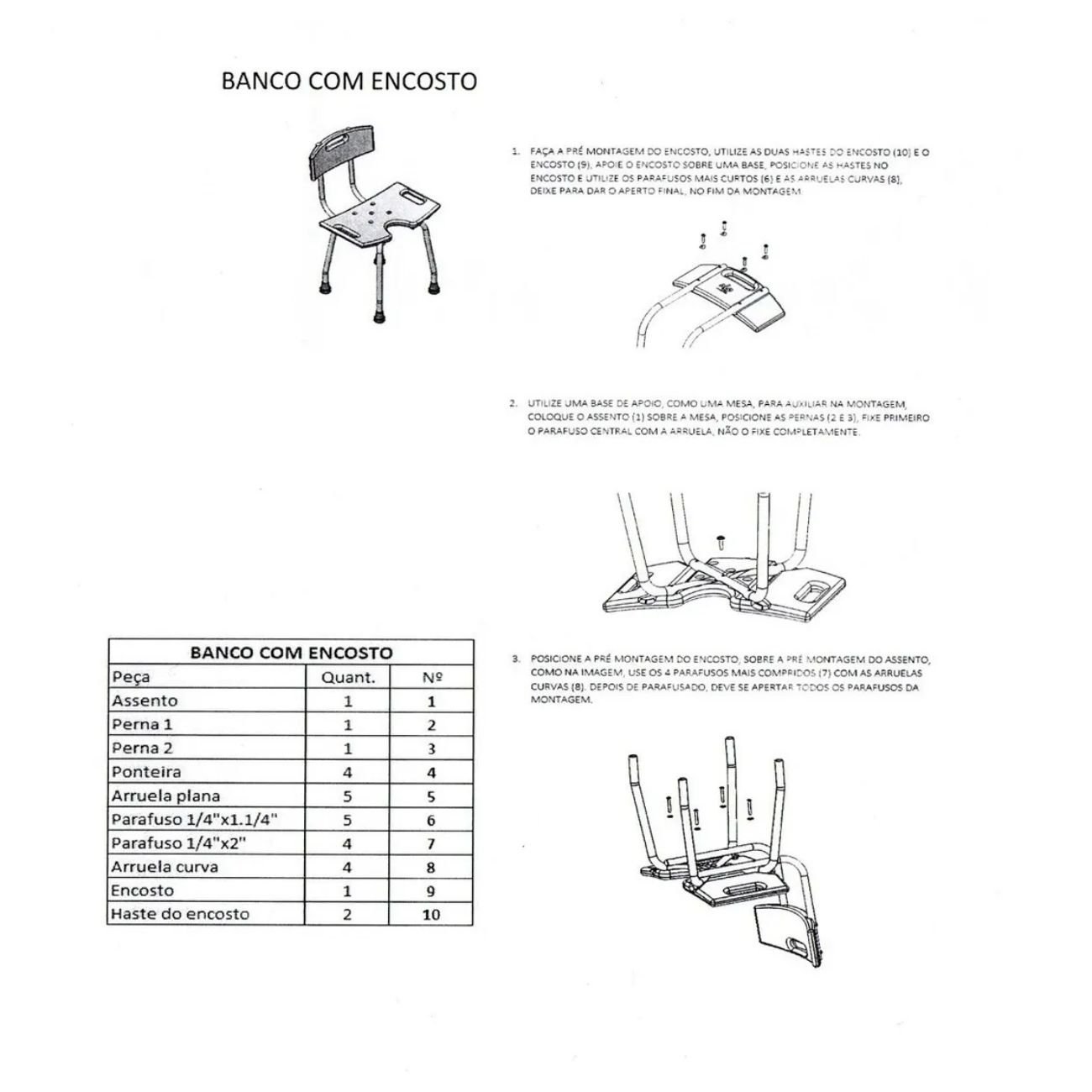 Banqueta Assento Para Banho Com Encosto Ergonômico Idoso - 4