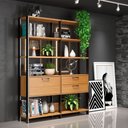Ver imagem 1 de Estante Sala com Prateleiras e Gavetas Dalla Costa 100% Mdf - Freijó/ Preto Fosco