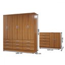 Ver imagem 4 de Guarda-roupa Casal Chloe 6 Portas 9 Gavetas com Cômoda 2 Portas 5 Gavetas Cinamomo - Panorama Móveis