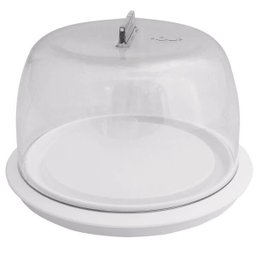 Queijeira Porta Queijo Com Tampa Cúpula Suporte De Frios Branco - 1