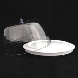 Queijeira Porta Queijo Com Tampa Cúpula Suporte De Frios Branco - 7