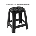Ver imagem 3 de Banqueta Banquinho Plástico Preto Reforçada Multiuso Banco Área Externa