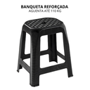 Ver imagem 2 de Banqueta Banquinho Plástico Preto Reforçada Multiuso Banco Área Externa