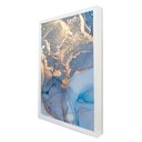Ver imagem 1 de Quadro Decorativo Abstrato Mármore Azul Perolado em Moldura Caixa TaColado Moldura Caixa 3cm Branca 