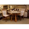 Mesa Jantar Redonda Laqueada Base Pirâmide 100cm Tampo Mdf com Vidro Off/white **somente a Mesa** - 1
