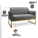 Ver imagem 6 de Kit Namoradeira E 2 Poltronas Industrial Dourada Grafite
