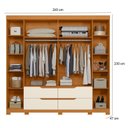 Ver imagem 2 de Guarda Roupa Casal Doble 06 Portas e Cômoda Sapateira Duetto 01 Porta e 05 Gavetas Cinamomo Off