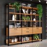 Estantes para Livro Sala Prateleiras e Gavetas Industrial 100% Mdf Freijó/preto Fosco - 1