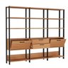 Estantes para Livro Sala Prateleiras e Gavetas Industrial 100% Mdf Freijó/preto Fosco - 3