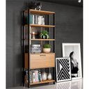 Ver imagem 1 de Estante para Sala com Prateleiras Dalla Costa 100% Mdf Freijó/preto Fosco