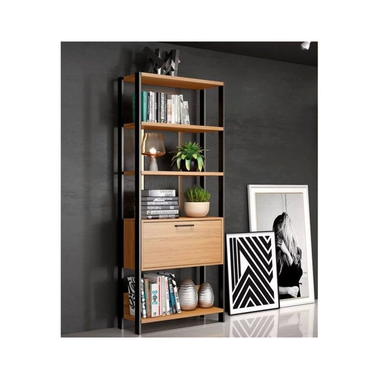 Estante para Sala com Prateleiras Dalla Costa 100% Mdf Freijó/preto Fosco