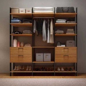 Guarda Roupa Closet com Gavetas Dalla Costa 100% Mdf Freijó/preto Fosco
