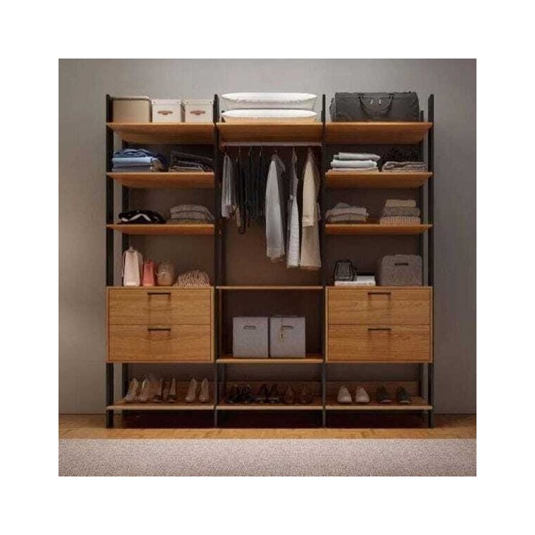 Guarda Roupa Closet com Gavetas Dalla Costa 100% Mdf Freijó/preto Fosco