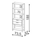Ver imagem 3 de Estante 5 Prateleiras 2 Gavetas Freijó/preto Fosco E91 - Dalla Costa