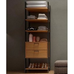 Closet Modulado 2 Gavetas 5 Prateleiras 73,5cm Tw401 Dalla Costa - Freijó/preto Fosco - 1