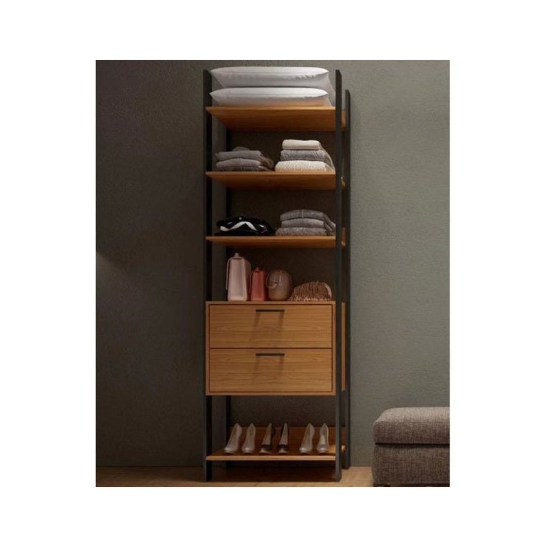 Closet Modulado 2 Gavetas 5 Prateleiras 73,5cm Tw401 Dalla Costa - Freijó/preto Fosco