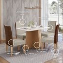 Ver imagem 6 de Sala de Jantar Mesa Isa 120cm Vidro com 4 Cadeiras Linho Courino Helo Bege/Mel/Caramelo