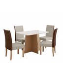Ver imagem 2 de Sala de Jantar Mesa Isa 120cm Vidro com 4 Cadeiras Linho Courino Helo Bege/Mel/Caramelo