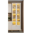 Ver imagem 5 de Cristaleira MDF 70cm 2 Portas em Vidro Bless Branco/Jequitibá/Off White