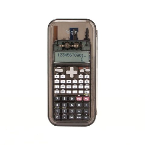 Calculadora Científica Elgin Kit Cálculos 240 Funções Display Duplo Preta