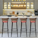Ver imagem 2 de Kit 4 Banquetas 80cm para Balcão Ilha Bancada Área Gourmet Encosto em Junco Banco Itagold