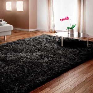 Tapete Muito Peludo Aconchego 2,00Mx2,50M Preto Casa Dona