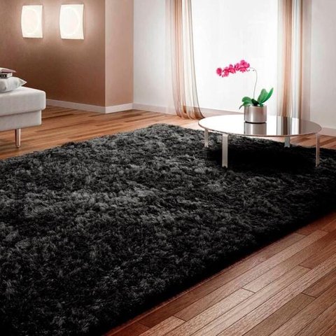 Tapete Muito Peludo Aconchego 2,00Mx2,50M Preto Casa Dona
