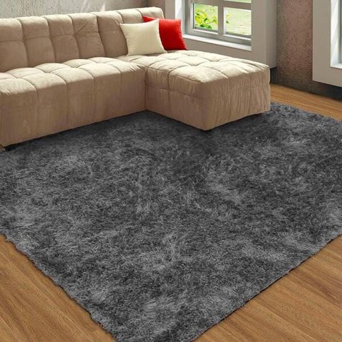 Tapete Sala/Quarto Felpudo Atrativo 2,00Mx3,00M Cinza Casa Dona